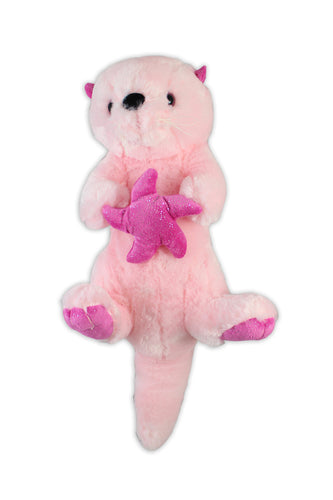 Pink Stuffed Otter with Sea Star - Small