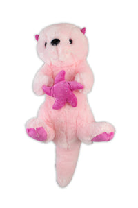 Pink Stuffed Otter with Sea Star - Small